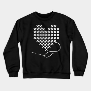 I love Cross Stitch Heart and Needle in White Crewneck Sweatshirt